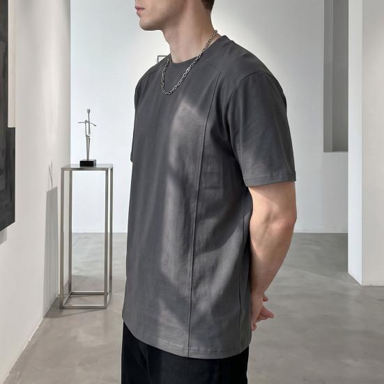 Herren Rundhals-T-Shirt Einfach Einfarbig Sommer-T-Shirt Atmungsaktiv Locker Geschnitten Stilvolles T-Shirt für Büro Dating Party Streetwear