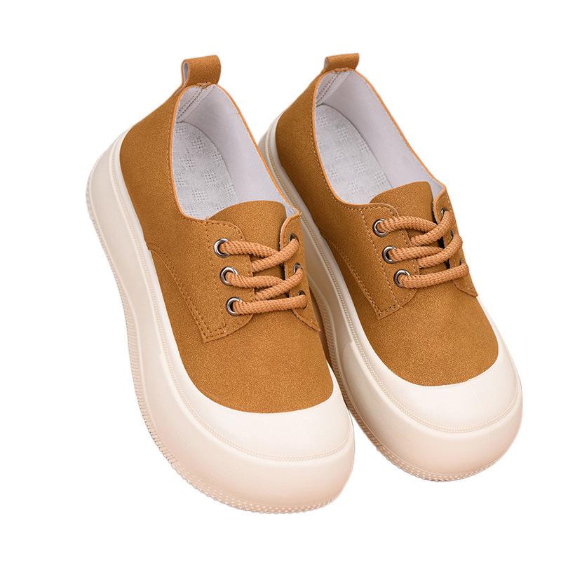Height-increasing New Straps, Women's Casual Versatile Casual Shoes, Thick-soled Round Head Lace-up, Little White Shoes, Love