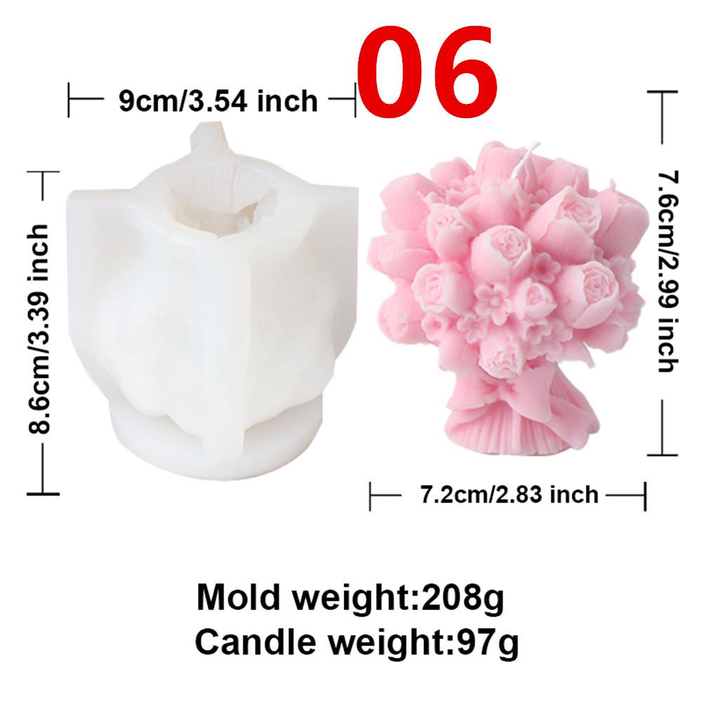 3D Flower Pot Rose Lily Tulip Bouquet Candle Silicone Mold DIY Aromatherapy Plaster Resin Molds Wedding Decor Valentine Day Gift