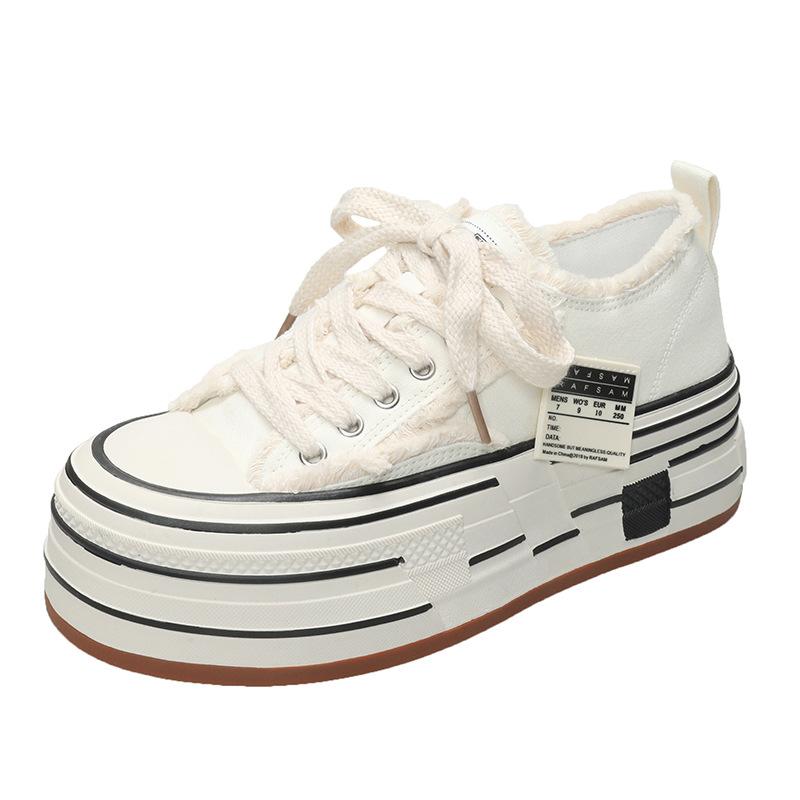 Spring thick-soled heightening muffin board shoes women's European white shoes casual muffin tide