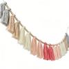 Boho Tassel Garland with Wood Beads Wall Hanging Tassel Banner for Classroom Bedroom Nursery Decoration Roseate