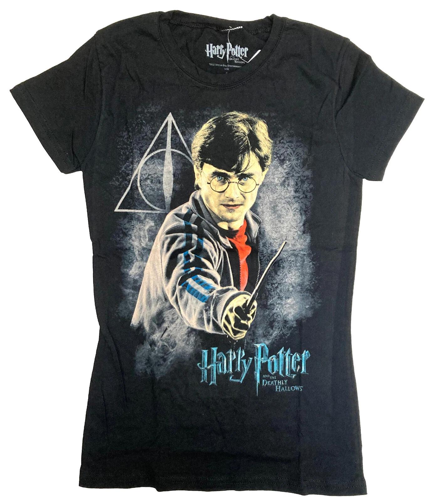 Harry Potter Deathly Hallows Black Juniors Graphic T-shirt New XL