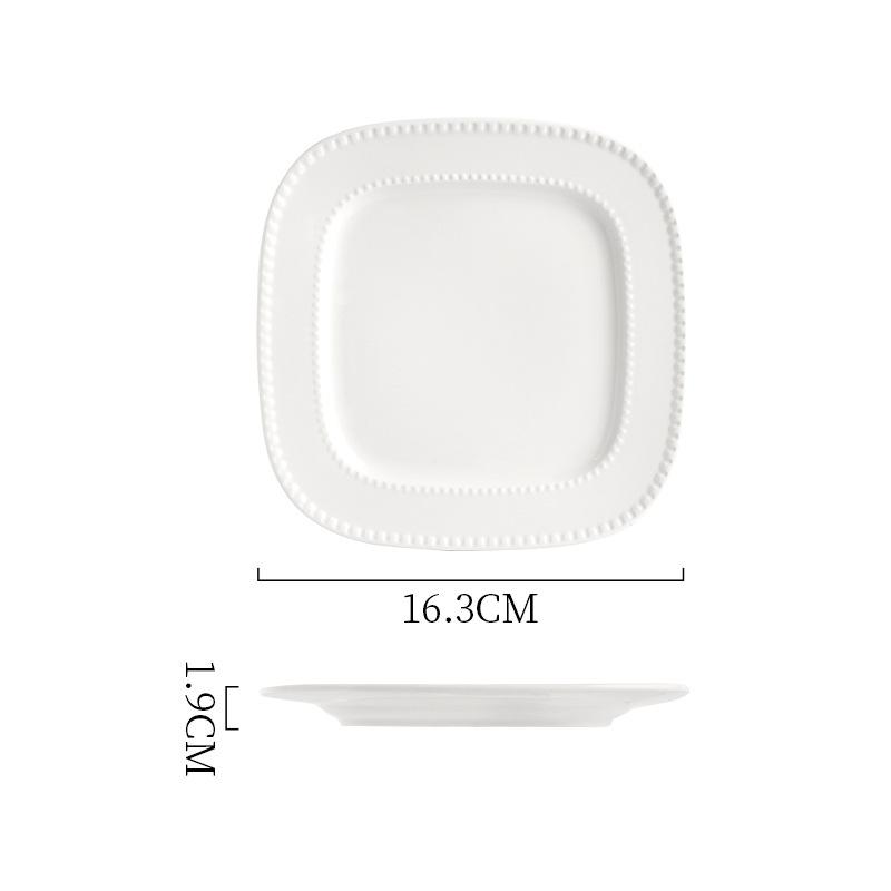 Ins French Retro Relief Plate Ceramic Korean High-Value Plate Cake Plate Niche Dessert Plate Simple Foreign Style