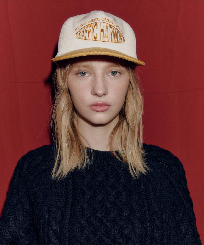 Teulaepighamoni Corduroy Round Logo Deep-Fit 5-Panel Cap_Mustard