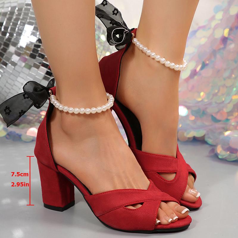 

2025 Summer Women High Heels Sandals Suit Female Buckle Large Size Women Shoes High-heeled Black Sexy Fashion Comfort Sandals 34 червоний