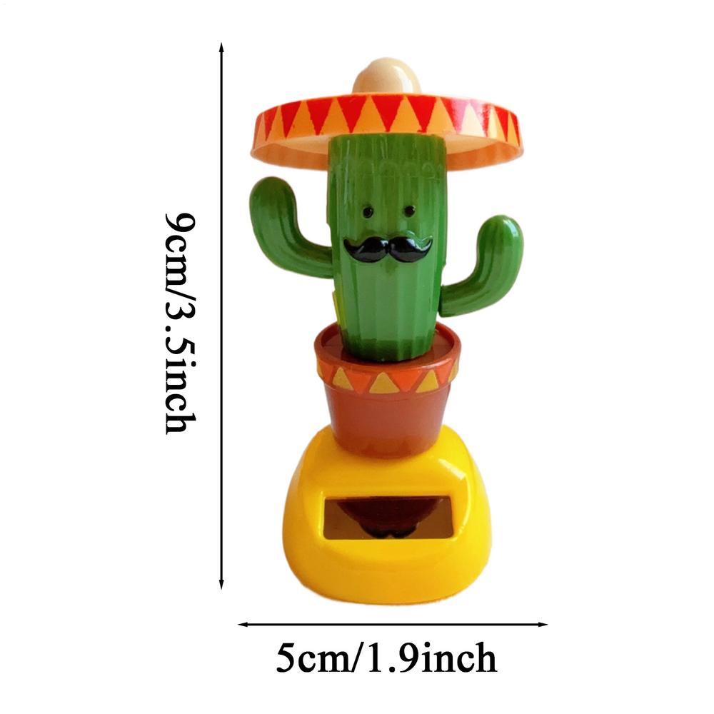 1PC Car Ornaments Solar Ornaments Bobblehead Cactus Shape Ornaments Gift Creative Interior Car Supplies Car Doll Ornaments
