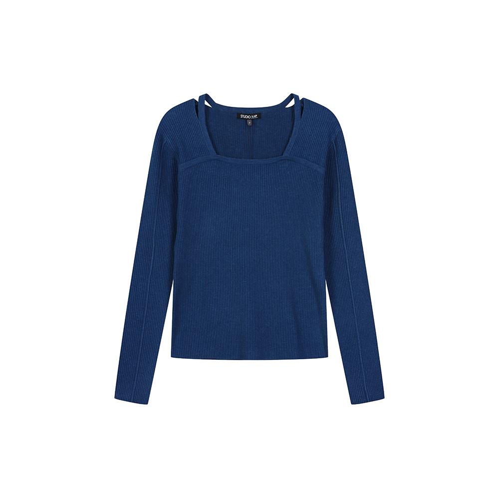 LAP Square Neck Slit Slim Knit Ar3Kh862