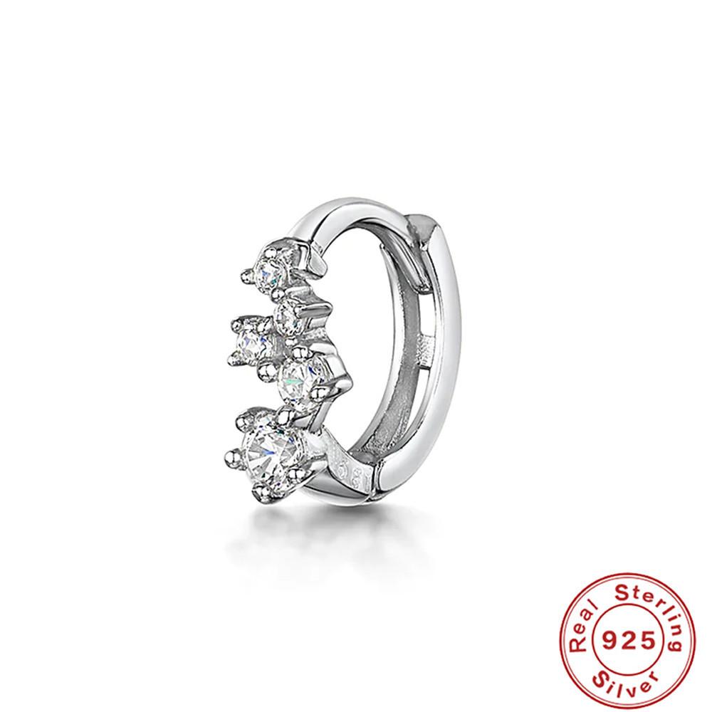 S925 Sterling Silver Cartilage Piercing Zircon Diamond Earrings Ear Buckle Earrings Earbone Ring Hipster Earrings