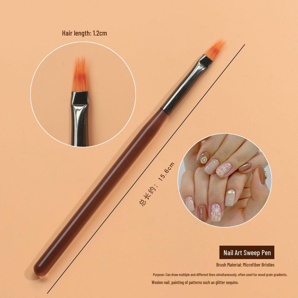 Nail Art Double-Headed Brush Set: Acrylic Penholder, Line Drawing & Gradient Pens