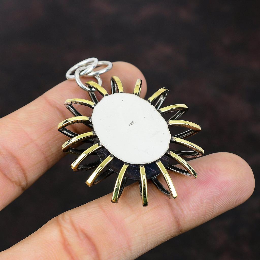 Thulite Pendant 925 Sterling Silver Pendant Unique Gemstone Handmade Jewelry 18K Gold Plated Pendant Cage Pendant Statement Jewelry For Gift