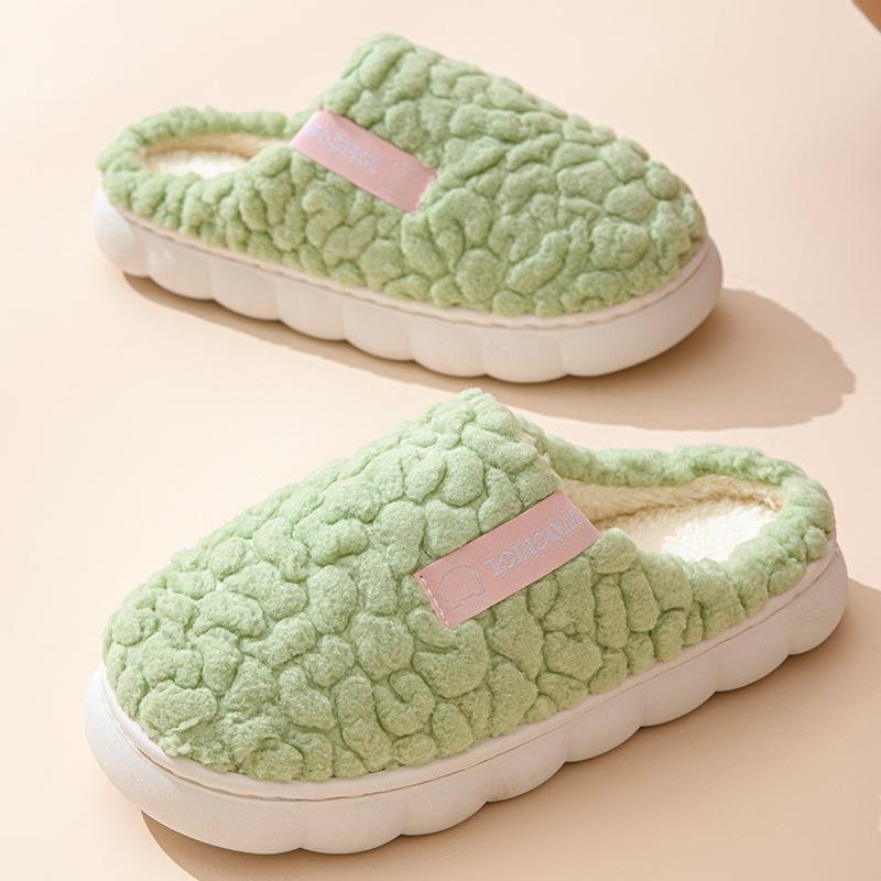 Cotton slippers women's winter new velvet warm slippers couple cotton shoes non-slip silent cotton mop slippers