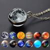 Double Sided Galaxy Planet Glass Ball Pendant Necklace Sun Earth Moon Mars Necklaces Jewelry