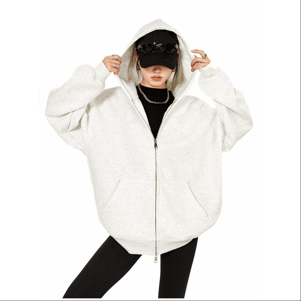 

Unisex 420G Heavyweight Gray Hooded Cardigan: Trendy, Versatile Spring/Autumn Jacket for Couples 3XL білий/сірий колір