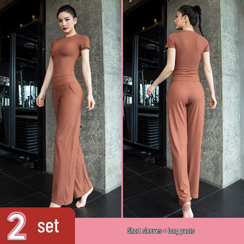 Women's Slim Fit Short Sleeve Yoga Suit - Skin-Friendly, Waist-Cinched, Quick-Drying Sportswear for Summer Fitness