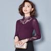Hollow Out Women Spring Autumn Style Lace Blouses Shirts Casual Long Sleeve Patchwork Spliced Turtleneck Blusas Tops