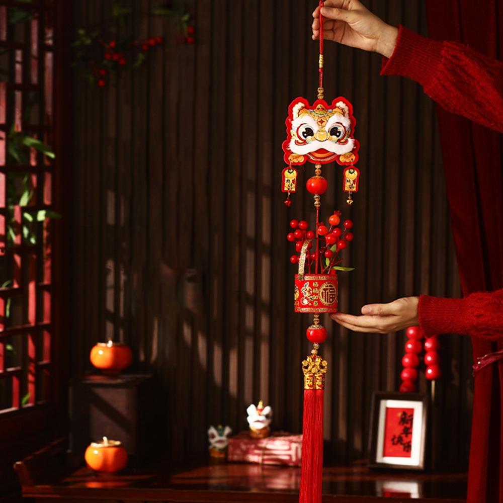 New 2026 New Year Pendant Year of the Horse Flower Pendant Red Lucky Entrance Door Decor Festive Atmosphere