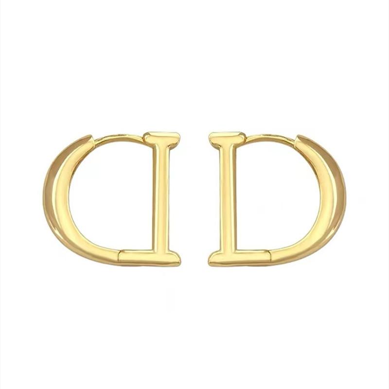 S925 Sterling Silver French Fashion High-Grade Letter D Earring Ear Clip Ear Ring Simple Cold Style Earrings