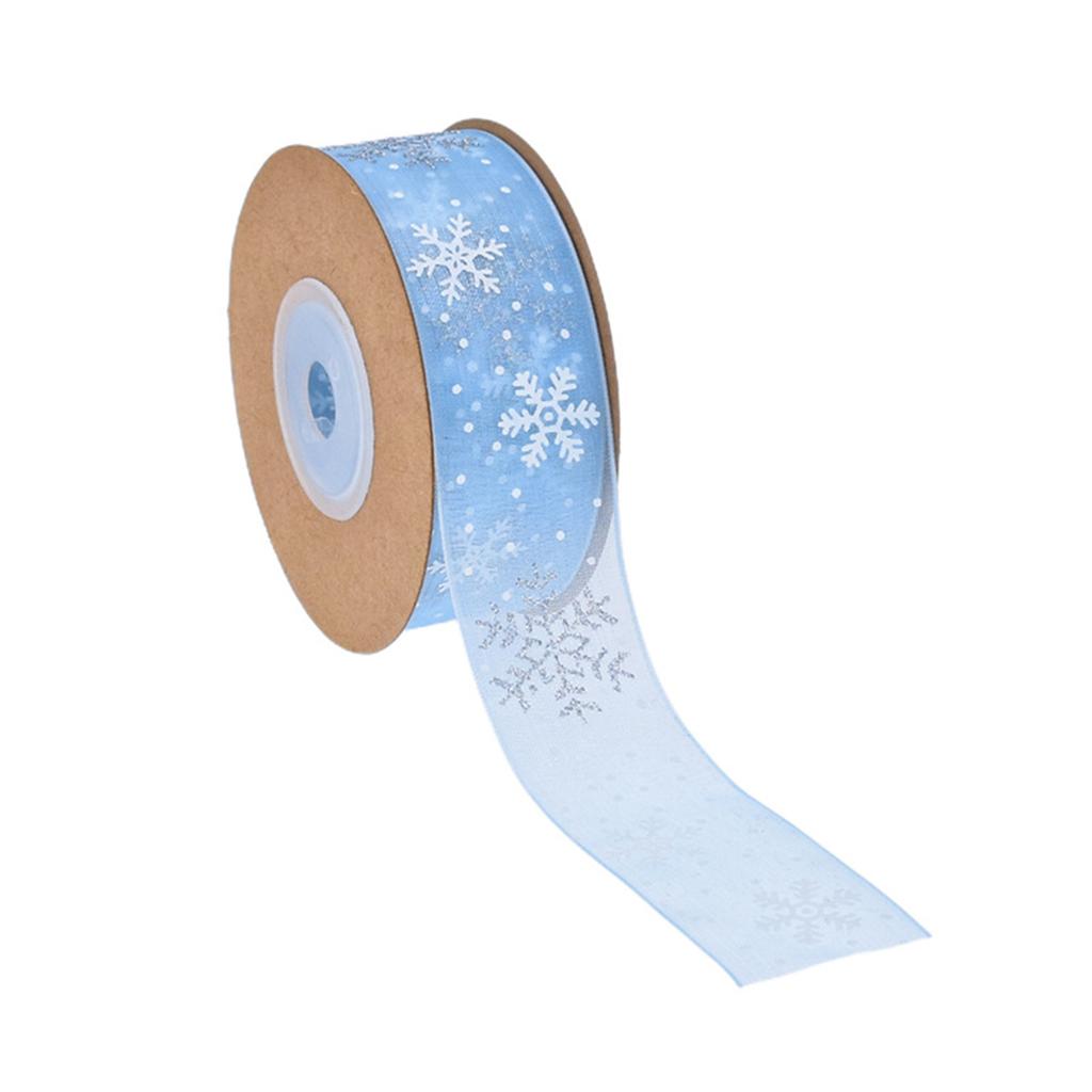 Christmas Polyester Ribbon Festive Decoration Snowflake Ribbon Seasonal Ribbon for Gift Wrapping and Tree Decoration