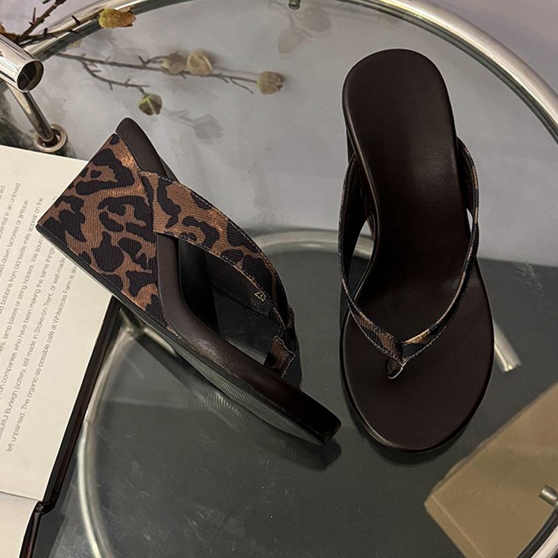 Wedges Women Slippers High Heels Clip Toe Shoes Designer Woman's Sandals Summer 2025 Flip Flops New Sandalias De Mujer