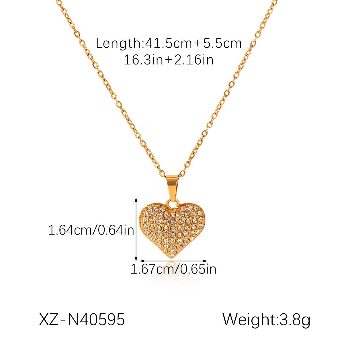

European & American Heart Diamond Inlaid Stainless Steel Necklace - Luxe Titanium Pendant Jewelry
