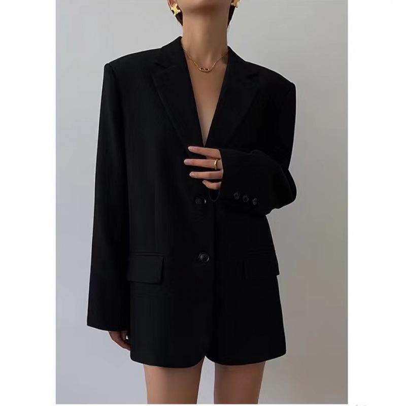 

Женский осенний 2024 года черный ретро свободный приталенный пиджак - корейский стиль M (Weight 94-105 jin) чёрный