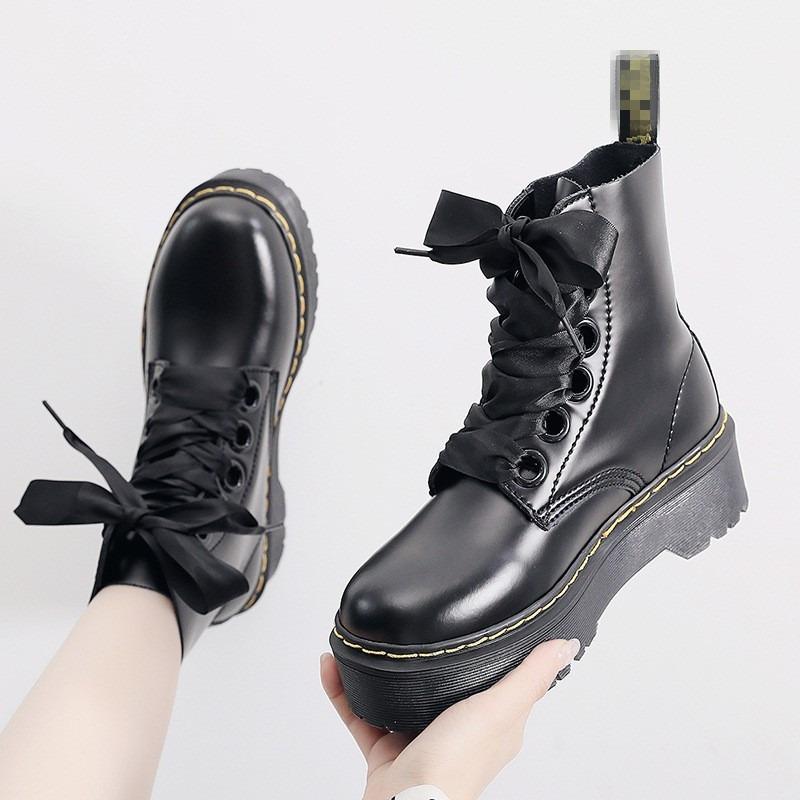 Bodenloch Martin Stiefel Damen und Damen Kurzstiefel Muffin Schnürstiefel Lokomotive Werkzeugstiefel