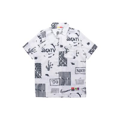 Woven Soccer Casual Print Polo Shirt Men Tops White DA1474-100