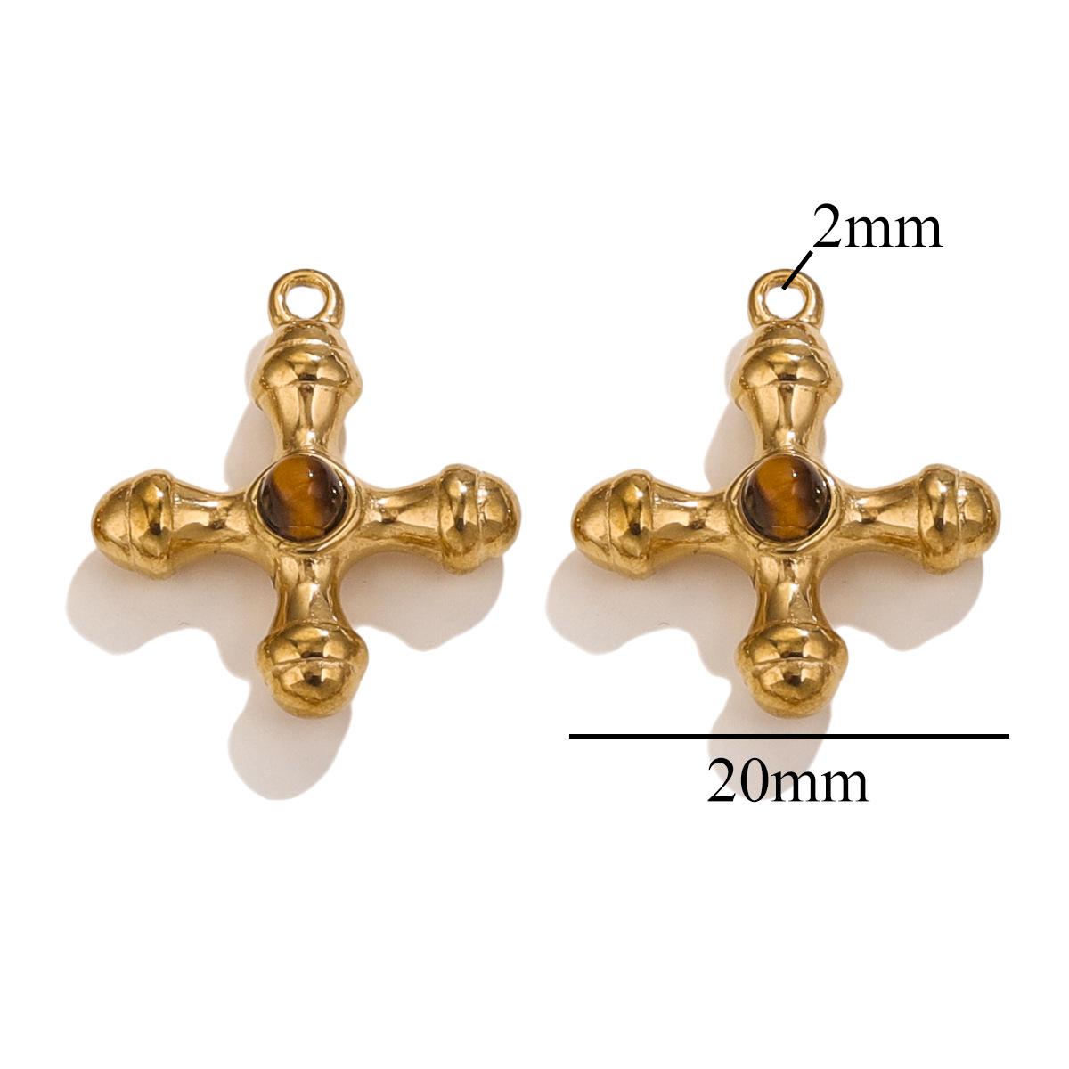 

2Pcs Vintage Natural Tiger Eye Stone Cross Pendant Making Diy Charm Holiday Jewelry Accessories Wholesale