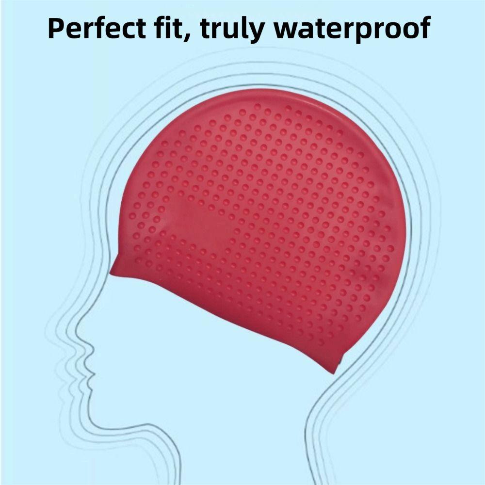 Non-Slip Silicone Swim Cap Wrinkle Free Elastic Waterproof Bathing Cap Plus Size Soft Thicken Snorkeling Cap Swim Training