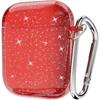 Svanove for Airpods Case Clear Glitter, Sparkly Bling Cute Airpods 1st 2nd Generation Case with Keychain, Hard Shell Girly Y2k Aesthetic Airpods
