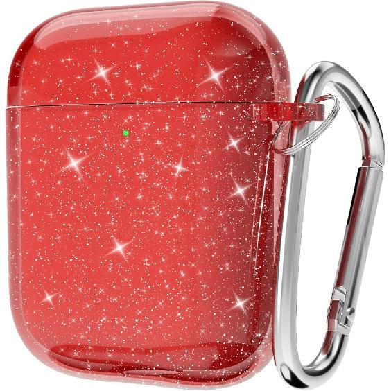 Svanove for Airpods Case Clear Glitter, Sparkly Bling Cute Airpods 1st 2nd Generation Case with Keychain, Hard Shell Girly Y2k Aesthetic Airpods