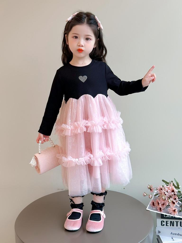Autumn 2025 Cute Long Sleeve Gauze Dress for Little Girls - Stylish Princess Design