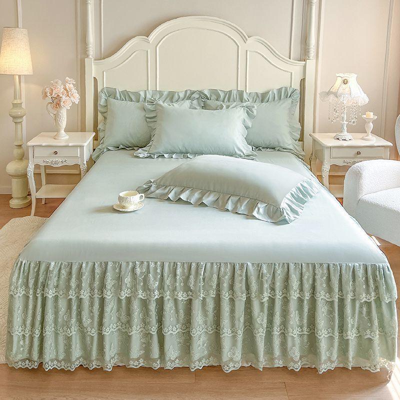 3pcs Aesthetically Pleasing Bed Skirt,Suitable for All Seasons - Hotel-Grade Mattress Protector, Perfect for Bedroom And Guest Room Decor