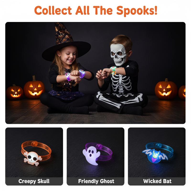 Halloween Led Light Up Bracelets With Cute Cartoon Designs Perfect For Halloween Party Trick Or Treat Favors Gifts