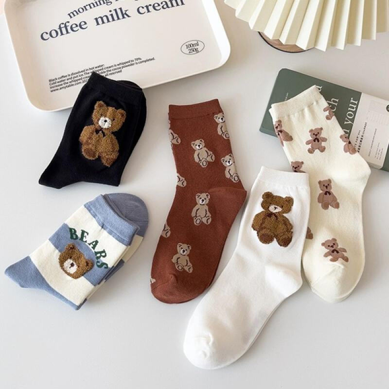 [Set of 5] Sugar Cute Teddy Bear Socks 5-piece set