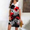 Fashion 3D Print Summer Dress Loose Casual Short Sleeve O-Neck Mini Dress