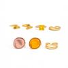 INS Style Resin Gemstone and Metal Rings: Fashionable Stackable Set with Smooth Surface and Diamond Inlays