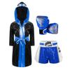 Boys Girls Halloween Carnival Theme Party Boxer Cosplay Costume Boxing Robe Long Sleeve Satin Hooded Cloak with Belt Shorts