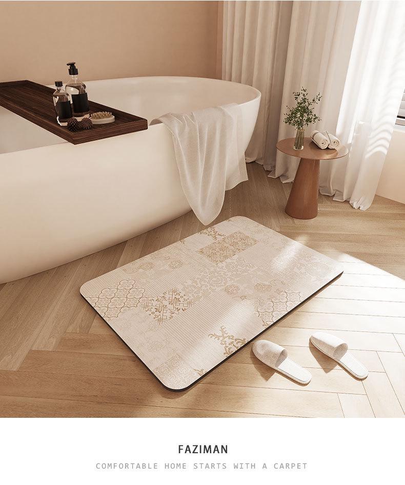 Minimalist Quick-Dry Absorbent Diatomaceous Earth Bathroom Floor Mat - Non-Slip, Wear-Resistant Foot Pad for Toilet Entrance