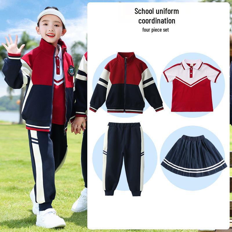 Herbst Kindergartenschule & Grundschule Rotes Uniformset für Sport und Aufführungen