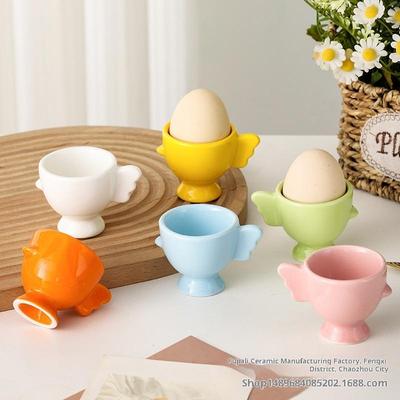 Portauovo Base Rialzata Colore Solido Manico Antiscivolo Buona Presa Porta Spugnette per Trucco Mini Colazione Portauova in Ceramica Sala da Pranzo