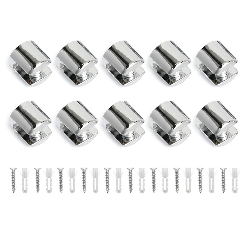 10Pcs Glass Shelf Support Clamp Brackets Clip Bathroom Mirror Tight Clip Holder Glass Brackets Flat Back Mount Holder