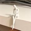 Minimalist Edge Sitter Character Sculpture Plastic Tabletop Human Decor  Home Office