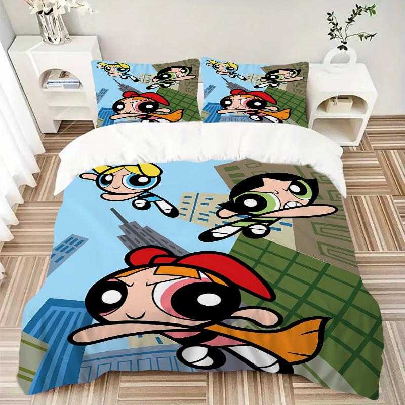 3pcs Powerpuff Girls Cover Set,Soft Comfortable Duvet Cover,Guest Room (1*Duvet Cover + 2*Pillowcases, Without Core) Yy251024191