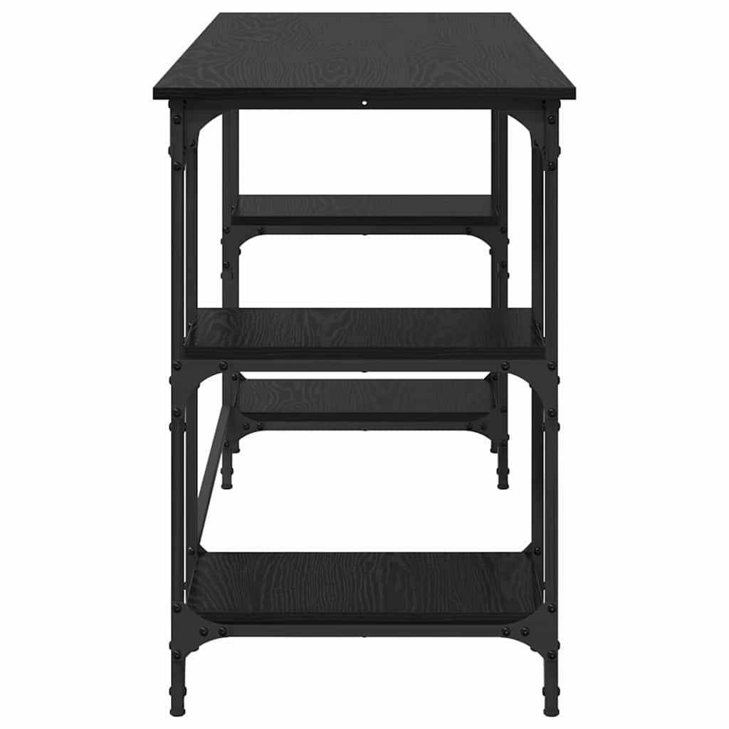 Desk with Shelf Black Oak Effect 140 x 50 x 75 cm