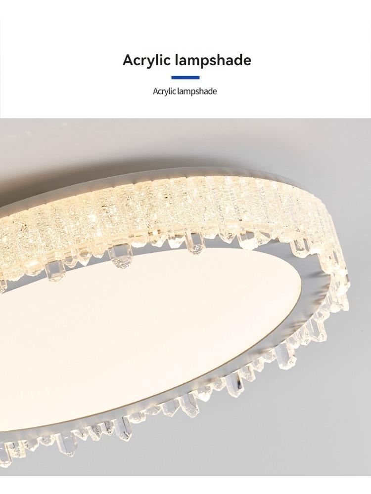 2024 New Dimmable French Cream Style Ceiling Light Nordic Luxury Living Room Bedroom Round Ceiling Lamp Glacier Art Decorative