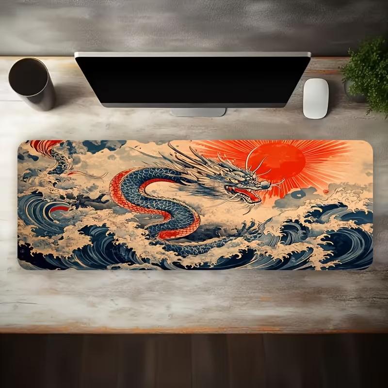 Fantasy Black Dragon Large Desk Mat Antislip Rubber Mousepad For Esport Gaming Room Pc Keyboard Workstation Desktop Decor