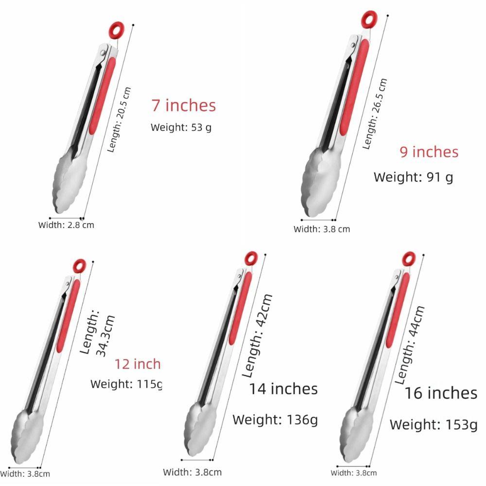 New Stainless Steel Barbecue Tongs Non-Slip Thickened Bread Tongs Lengthened Multifunctional Food Tongs Kitchen Gadgets