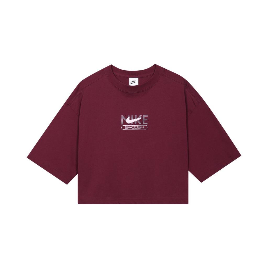 Nike Solid Color Loose Short Sleeve T-Shirt Women tops Red DR5625-638