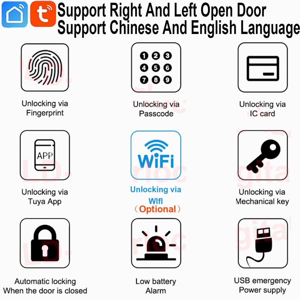 100PCS Smart Door Lock Set Household Digital Hotel Apartment Digital Electronic Lock Fingerprint Door Lock